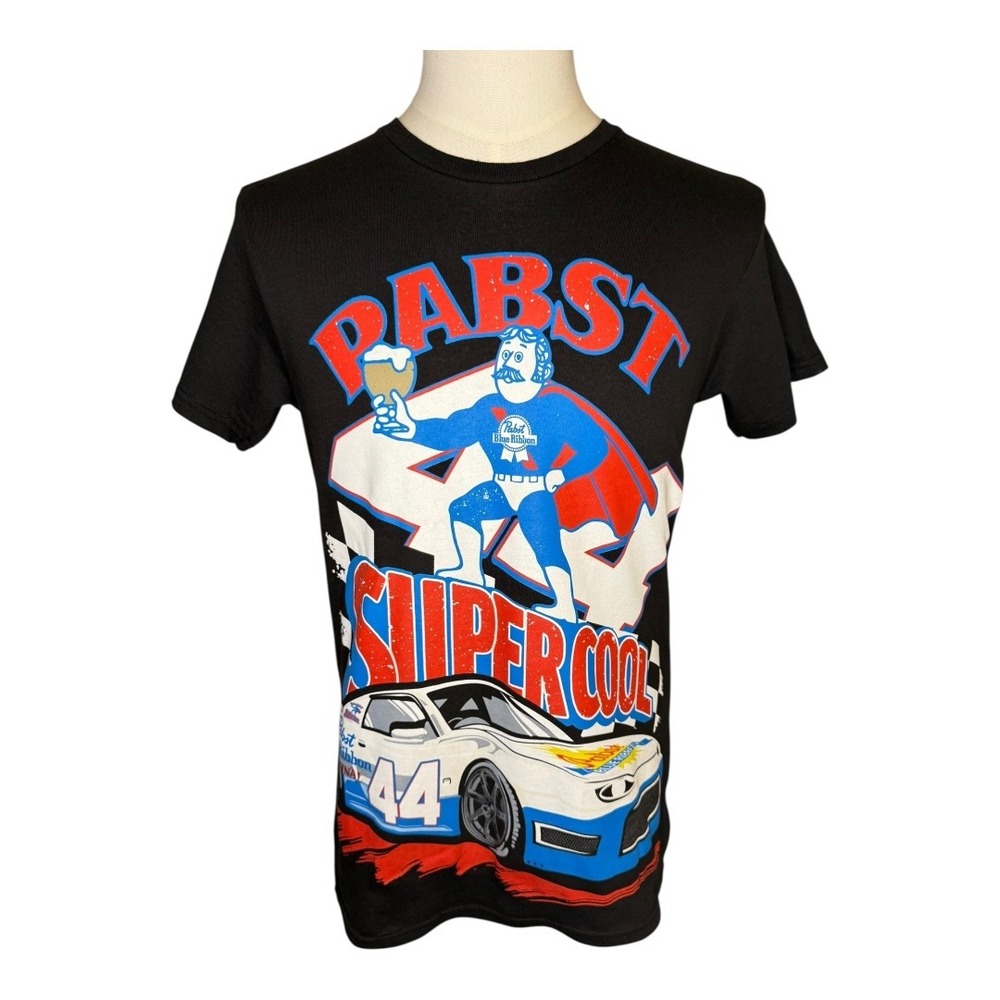 Pabst Blue Ribbon Super Cool Racing Graphic Tee Black Novelty Size Small NWT